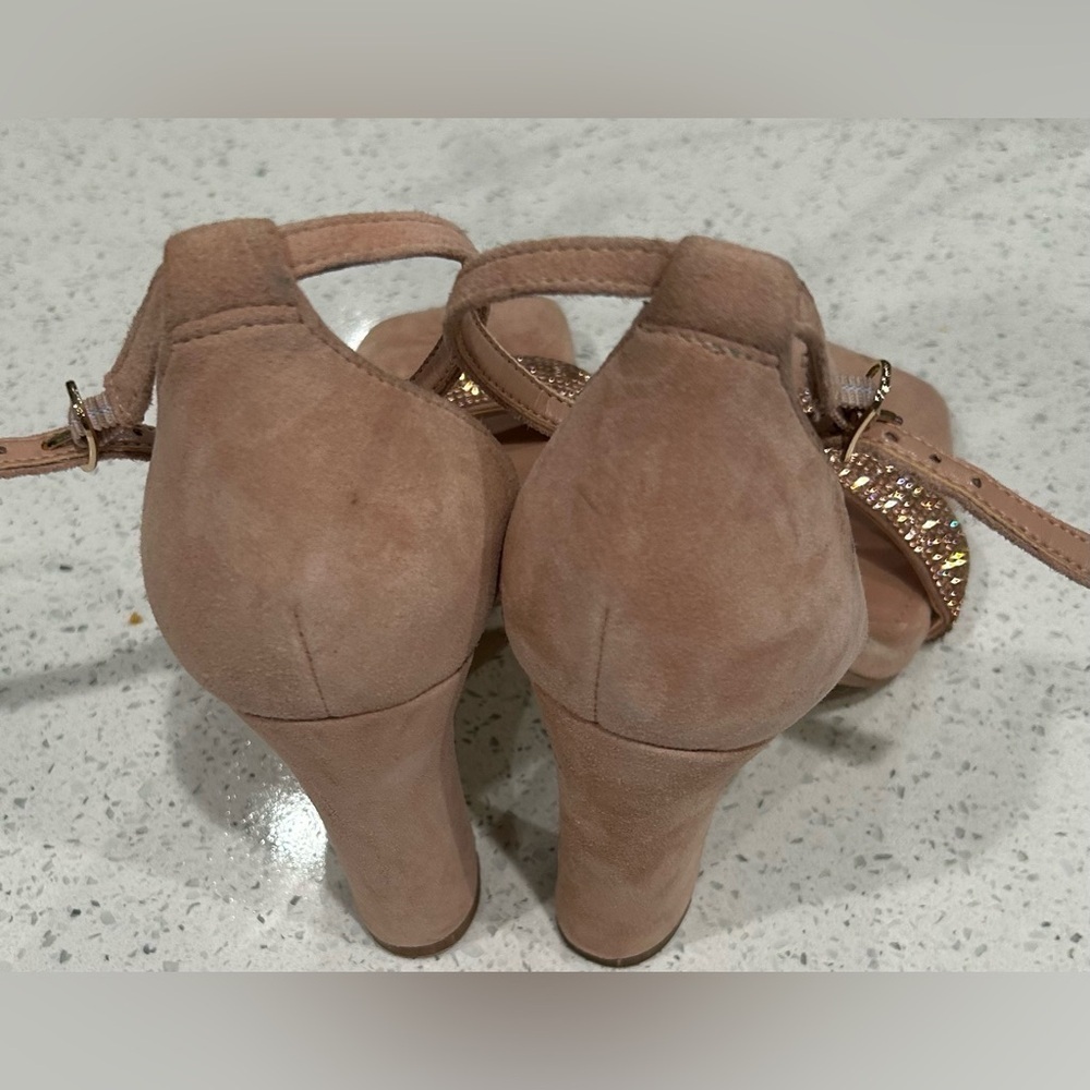 Mark fisher Angelo pink suede rhinestone women’s 4 inch heel sandal size 6.5 M - Picture 5 of 5